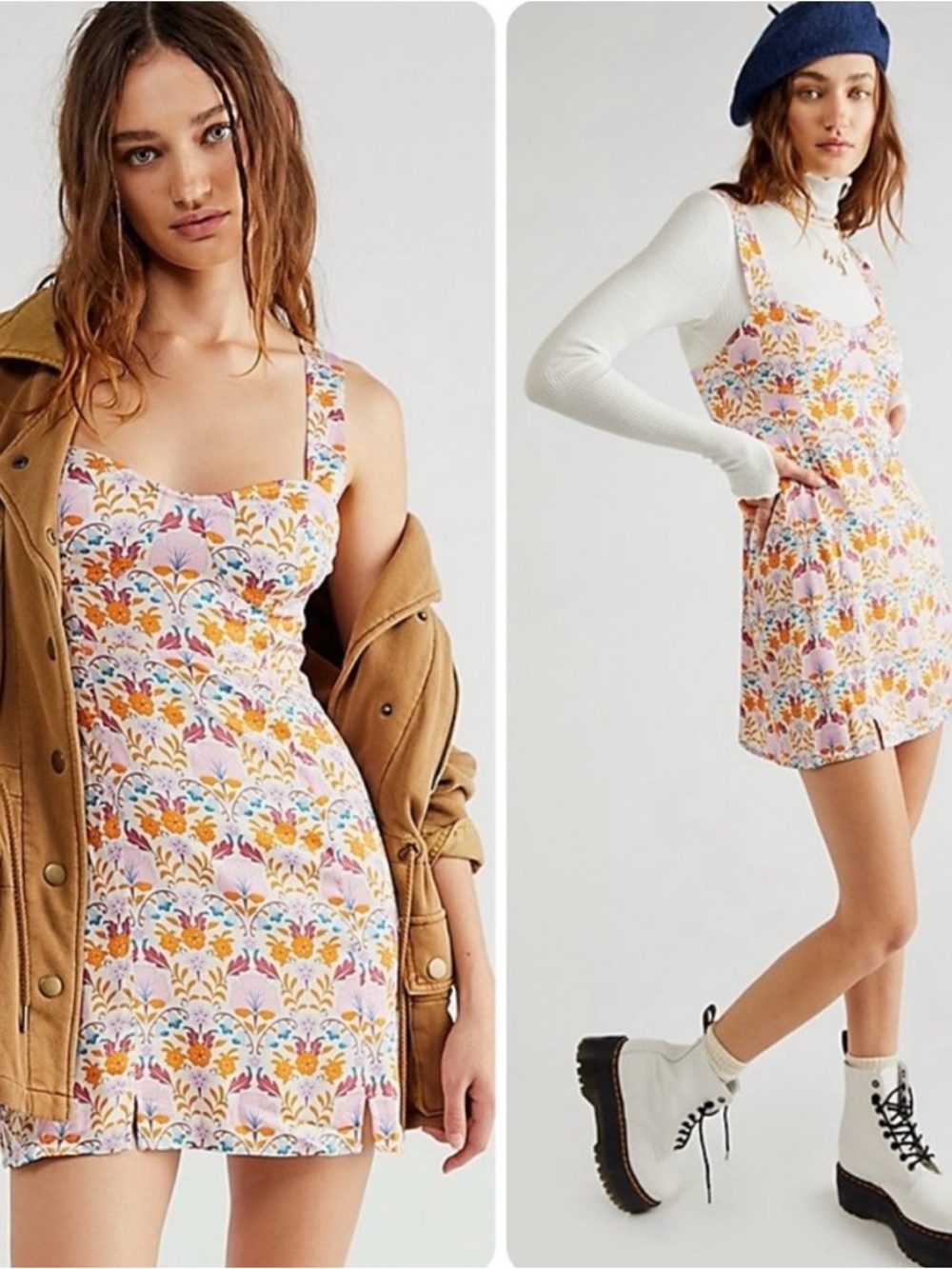 NWT Free People Sasha Sweetheart Neck Floral Mini Dress